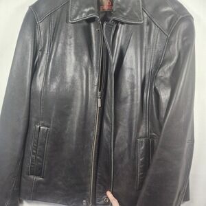 Danier Black Genuine Leather Jacket Zip Out Liner Mens Bomber Style Coat